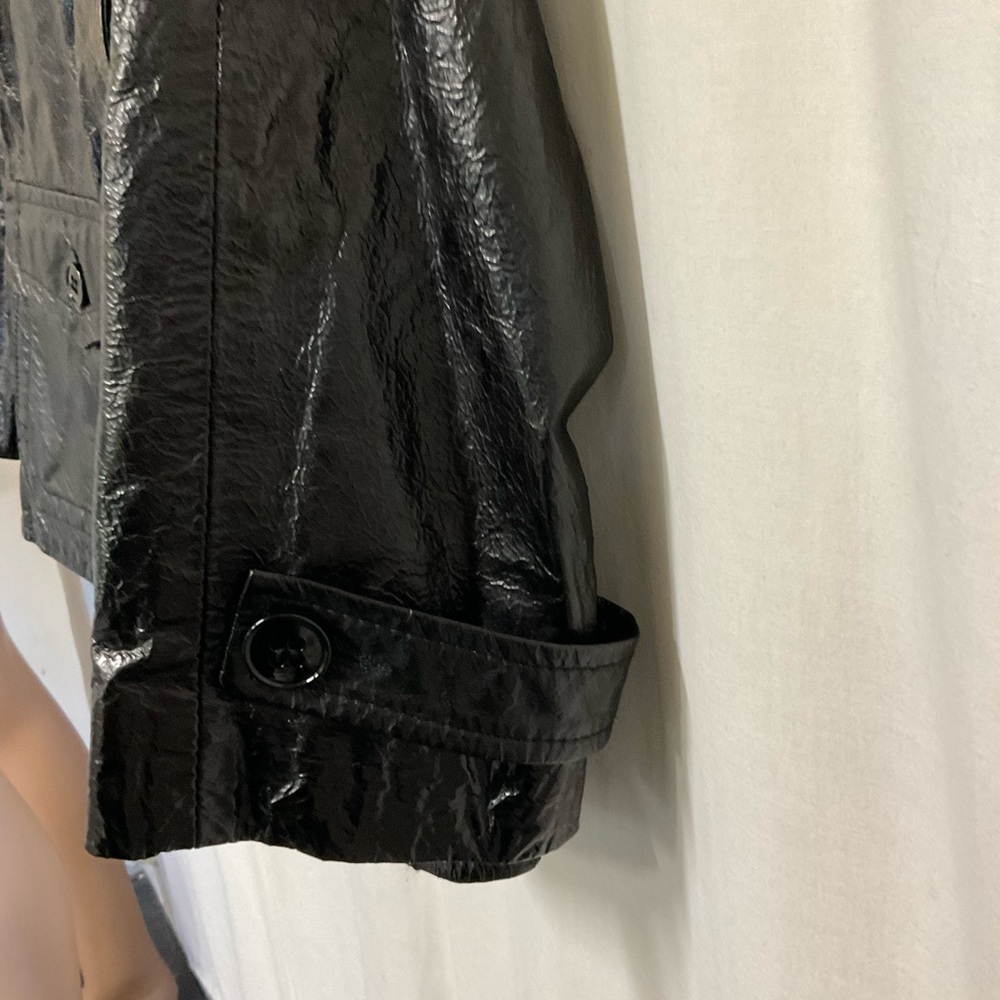 Theory Women's Polished Black 100% Leather Oberon A-line Swing Jacket Size P - Picture 8 of 16